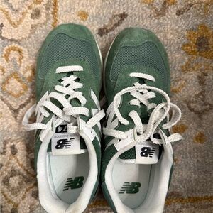 New Balance Forest Green and White Sneakers